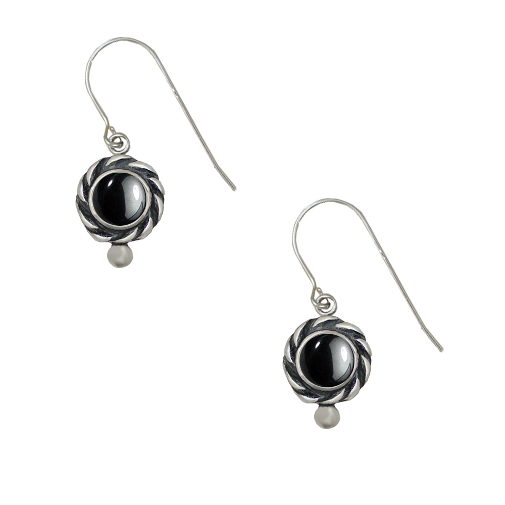 Sterling Silver Petite Hematite Gemstone Drop Dangle Earrings